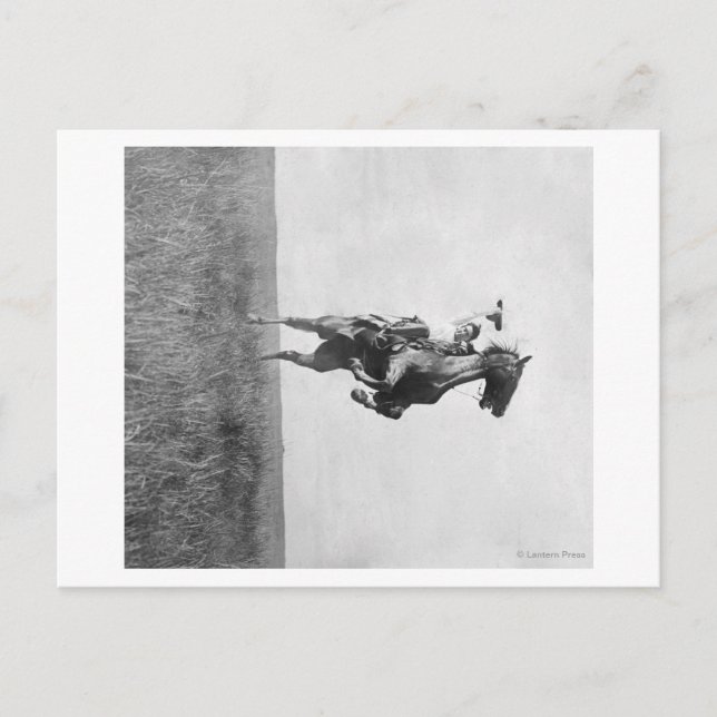 Cowboy Rides Bronco Stigning på sitt Hing Ben Vykort (Framsida)