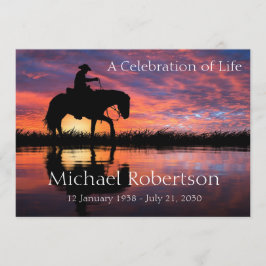 Cowboy Rides Horse vid Sunset Firande of Life Inbjudningar