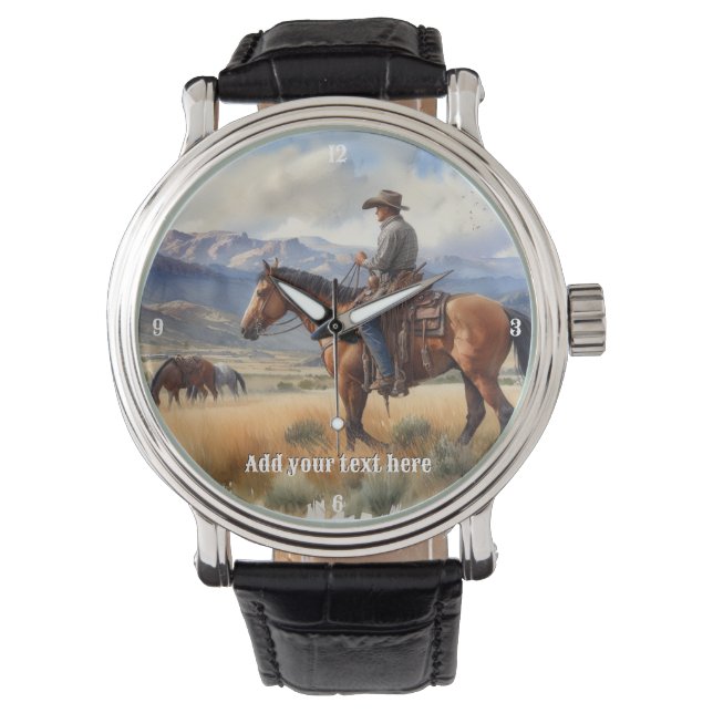 Cowboy Riding a Bay Horse Armbandsur (Framsida)