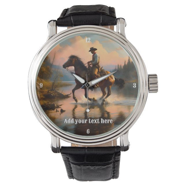 Cowboy Riding a Bay Horse Armbandsur (Framsida)