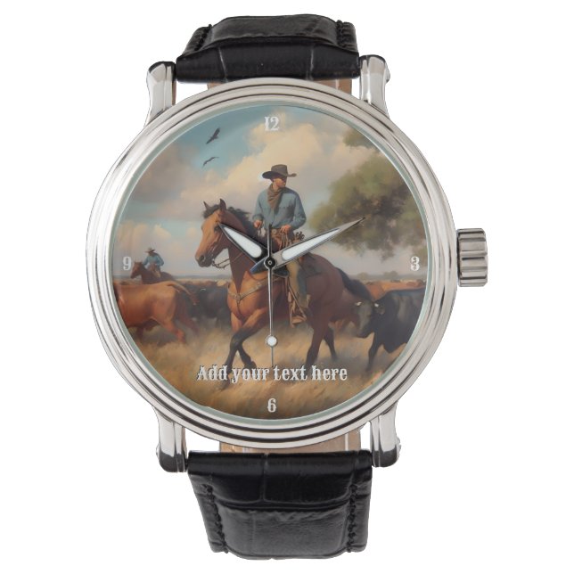 Cowboy Riding a Bay Horse Armbandsur (Framsida)