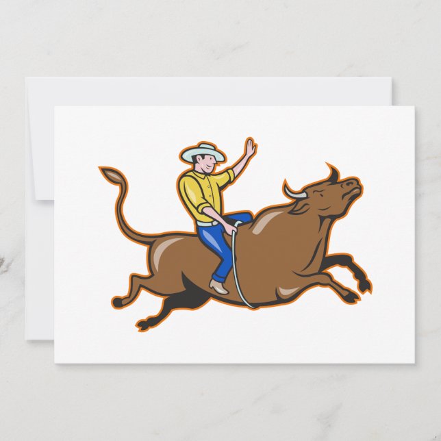 Cowboy Riding A Bull-inbjudan Inbjudningar (Framsida)