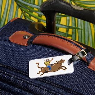 Cowboy Riding A Bull Luggage Taggs Bagagebricka