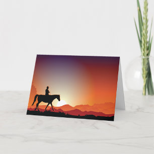 Cowboy Riding A Horse Greeting Cards Kort