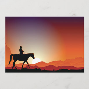 Cowboy Riding A Horse Inbjudningar