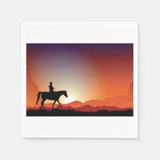 Cowboy Riding A Horse Pappra Napkins Pappersservett
