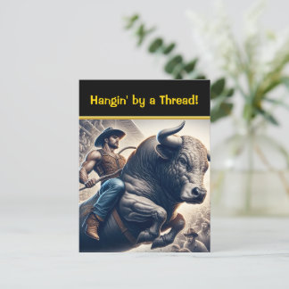 Cowboy Riding Bull i Arena Vykort