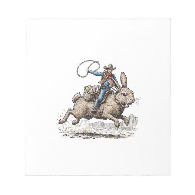 Cowboy Riding Easter Bunny Western Howdy Easter Fu Anteckningsblock (Framsida)