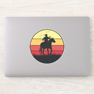 Cowboy Riding Horse Vintage Sunset Texas Boy Gift Klistermärken