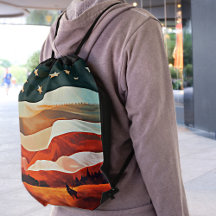 Cowboy Riding in Flagga Sunset