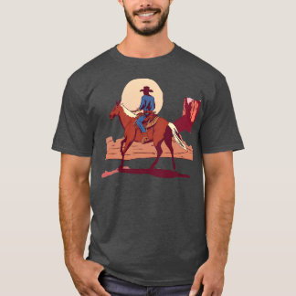 Cowboy Riding off in i Sunset Southwest Desert T Shirt