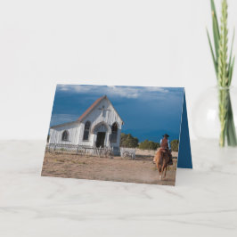 Cowboy Riding to Church jul Card Helgkort