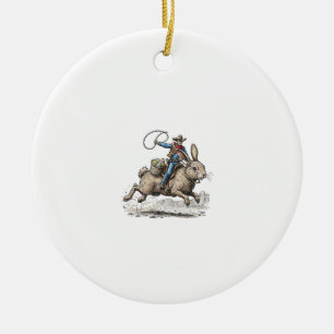 Cowboy Ridning Påskharen Western Howdy Påsk Fu Julgransprydnad Keramik