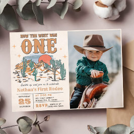Cowboy Rodeo 1:a Birthday Party Photo Inbjudningar