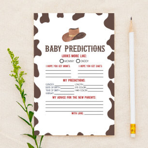 Cowboy Rodeo Baby Shower Förutsägelser Aktivitet Brevpapper