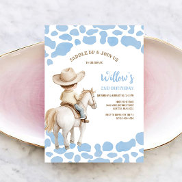 Cowboy Rodeo Blue Birthday Inbjudningar