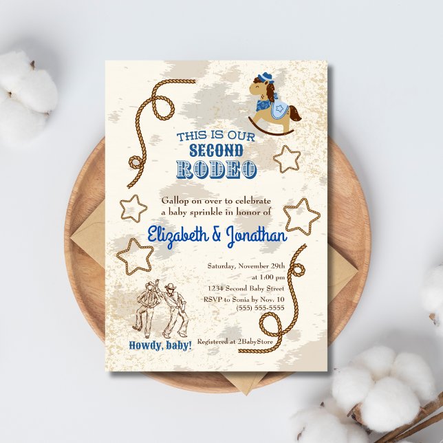 Cowboy Rodeo Blue Howdy Baby Shower Sprinkle Inbjudningar (Skapare uppladdad)
