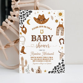 Cowboy Rodeo Boy Vilda western Western Baby Shower Inbjudningar