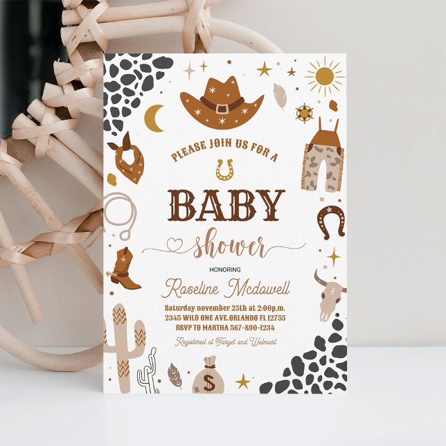 Cowboy Rodeo Boy Vilda western Western Baby Shower Inbjudningar (Skapare uppladdad)
