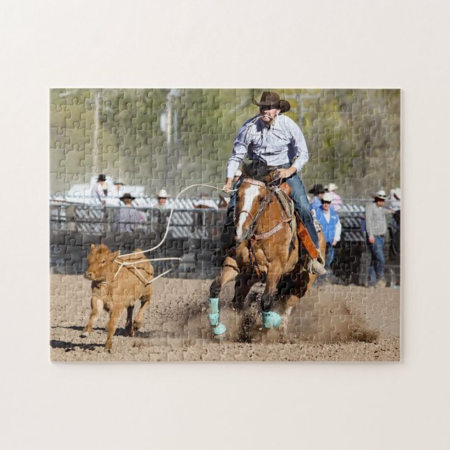 Cowboy Rodeo Calf Roping Western Sports Pussel (Horisontell)