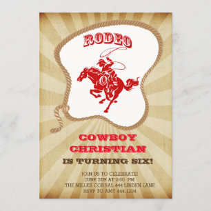 Cowboy Rodeo Födelsedagsfest inbjudan