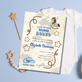 Cowboy Rodeo Howdy Second Baby Shower Sprinkle Inbjudningar