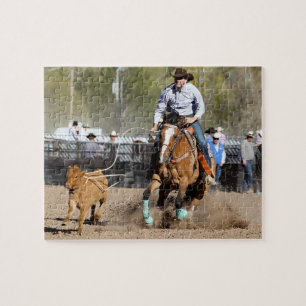 Cowboy Rodeo Kalvrepning Västsport Pussel
