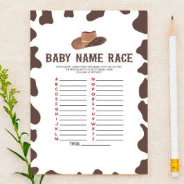 Cowboy Rodeo Namn Tävling Baby Shower Game Activit Brevpapper