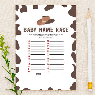 Cowboy Rodeo Namn Tävling Baby Shower Game Activit Brevpapper