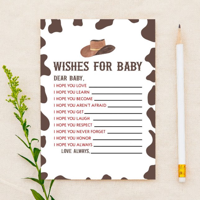 Cowboy Rodeo Önskemål for Baby Shower Activity Brevpapper (Skapare uppladdad)