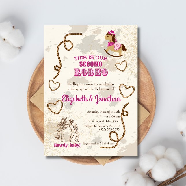 Cowboy Rodeo Rosa Howdy Baby Shower Sprinkle Inbjudningar (Skapare uppladdad)