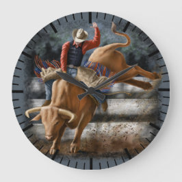 Cowboy Rodeo Ryttare Bucking Bull Västerländskt Te Stor Klocka
