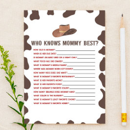 Cowboy Rodeo som känner Mamma Baby Shower-spel Brevpapper