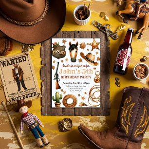 Cowboy Rodeo Väster Birthday Inbjudningar