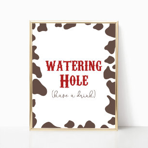 Cowboy Rodeo Watering Hål Drinks Party Sign Poster