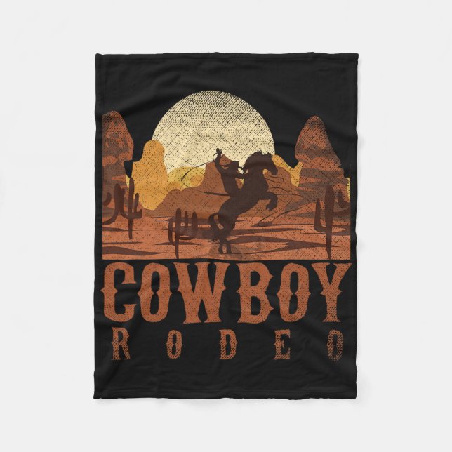 Cowboy Rodeo Western Texan Gift Horseck Riding Cow Fleecefilt (Framsidan)