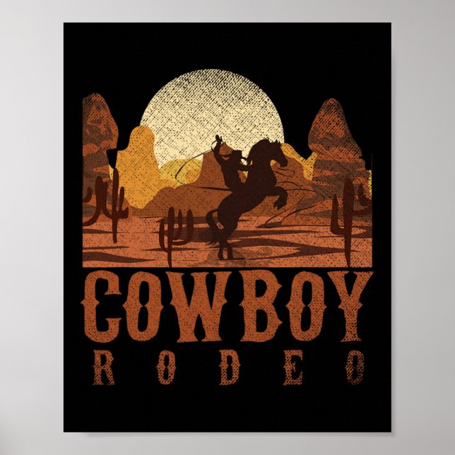 Cowboy Rodeo Western Texan Gift Horseck Riding Cow Poster (Framsidan)