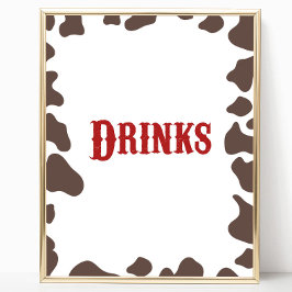 Cowboy Rodeo Westerna Drinks Bord Party-tecken Poster