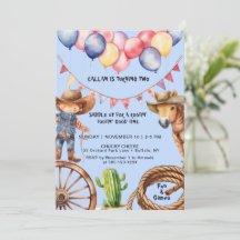 Cowboy Rootin'Rootin's Time Birthday bjudande