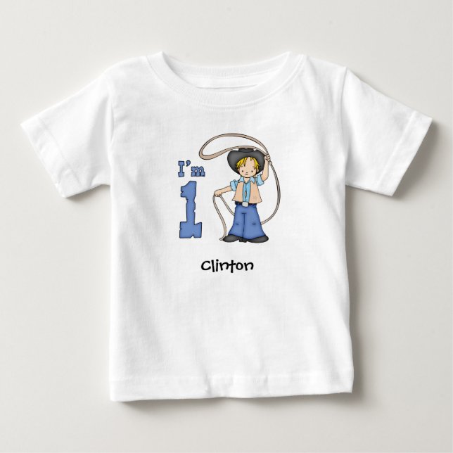 Cowboy Roper 1:a Birthday Baby T-Shirt (Framsida)
