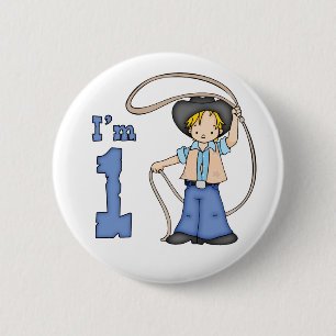 Cowboy Roper 1:a födelsedagsdagen Pinback Button Knapp