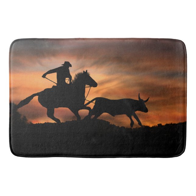 Cowboy Roping a Steer Bathmat Badrumsmatta (Framsidan)