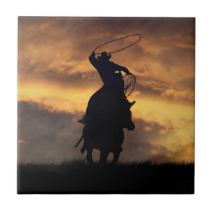 Cowboy Roping Art Tile Kakelplatta