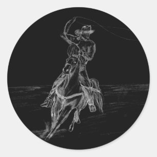 Cowboy Roping Classic Round Sticker Runt Klistermärke