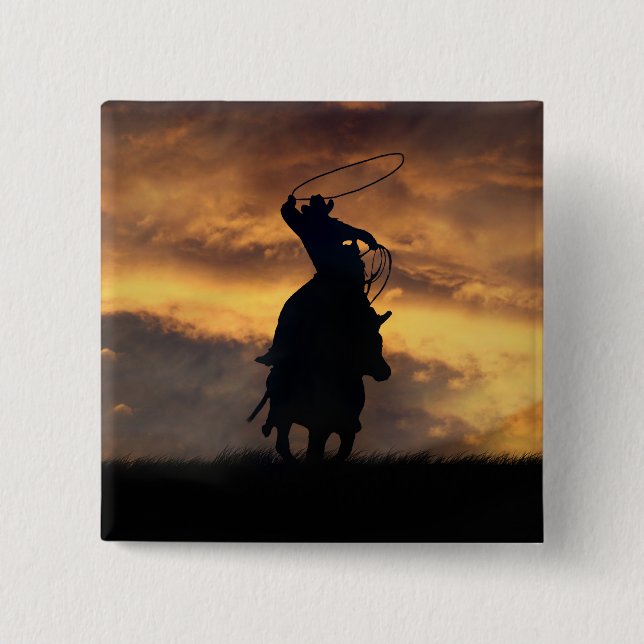 Cowboy Roping Flair Button Knapp (Framsida)