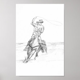 Cowboy Roping Poster