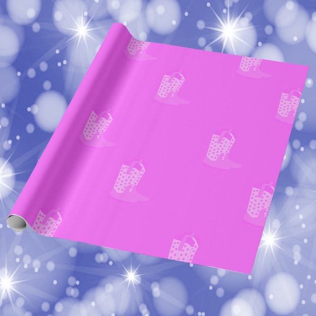 Cowboy Rosa Boots Cowgirl Mönster Presentpapper (Wrapping paper with a pink cowboy boot pattern.)