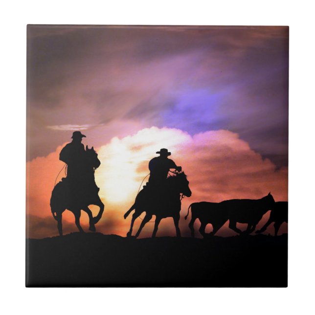 Cowboy runda upp/boskapsbil kakelplatta (Framsidan)