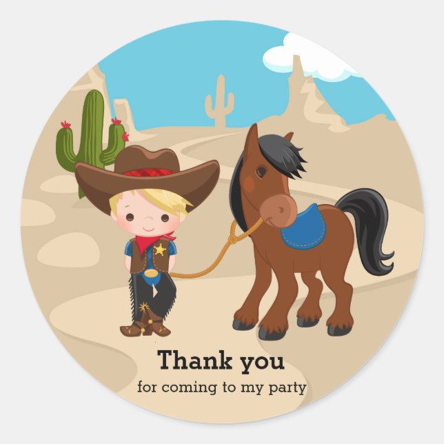 Cowboy Runt Klistermärke (Framsida)