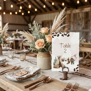 Cowboy rustic howdy västlig akvarell baby shower bordsnummer